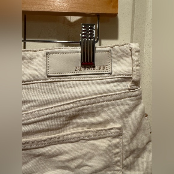 Zadig& Voltaire Boy Blanc Denim Mini Shorts Off-White Raw Hem , size 38/M - Picture 5 of 9